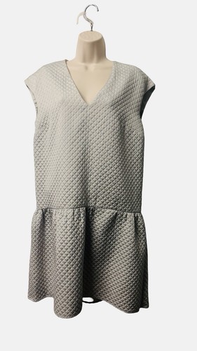 Chanel Womens Dress Sleeveless Quilted V-Neck Drop Waist Grey Size 40