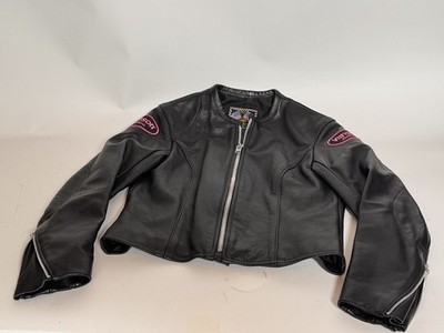 Vanson Leather ladies Collarless Moto Jacket Black Size 10 / Deutsch 38