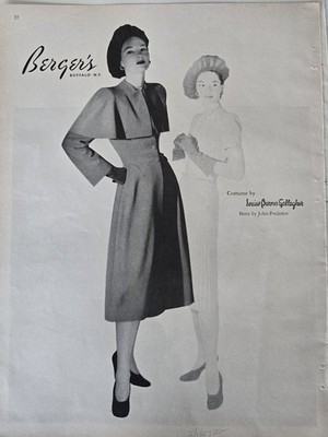 1947 Women's Louise Barnes Gallagher dress Berger's Buffalo NY Vintage ad