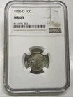 1956-D Roosevelt Dime 10c NGC MS 65 Mint State Uncirculated Coin