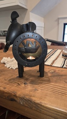 Brutality Industrial Metal Art Pregnant Dog Candle Holder Decor Sculpture