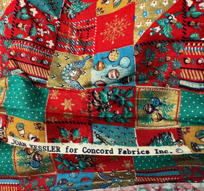 3 3/4 Yards VTG Christmas Cheater Cotton Fabric Patchwork Joan Kessler Concord