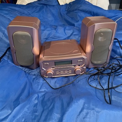 Magnavox 3-Piece Shelf System with CD, Bluetooth & FM Radio Pink Works Great