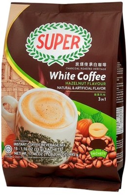 SUPER White Coffee Hazelnut | 3-in-1 Mix | Malaysian Heritage | 15 Sachets 495g