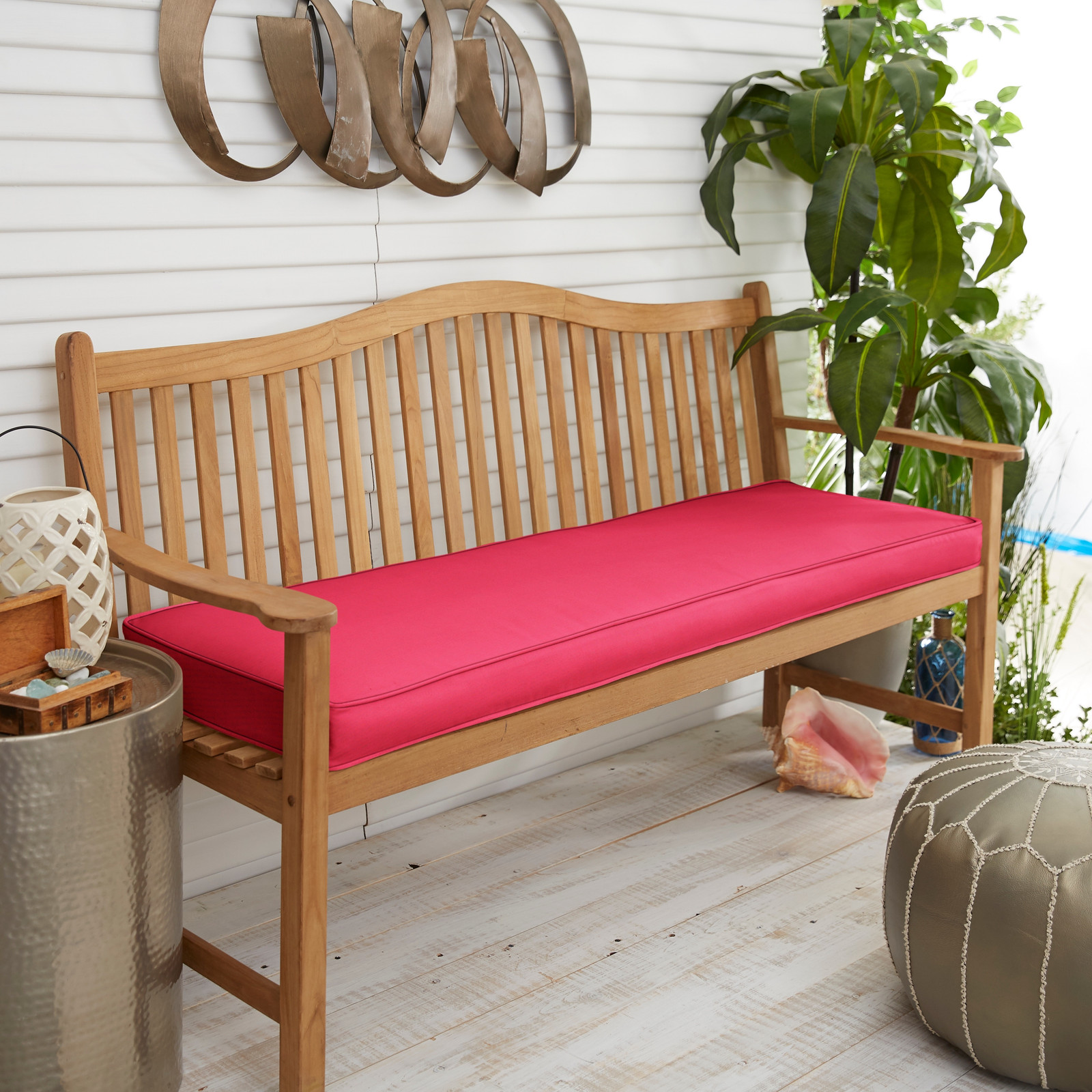 Sunbrella Canvas Hot Pink Indoor/Outdoor Bench Cushion,