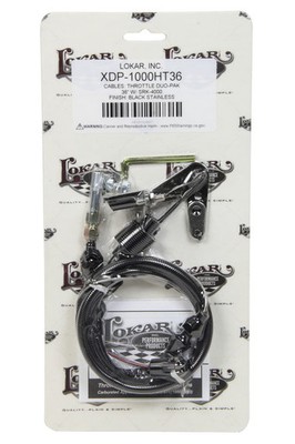 Lokar XDP-1000HT36 Throttle Cable - 3 ft Long - Bracket / Return Spring -
