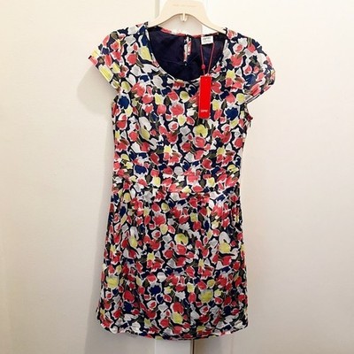 NWT Esprit Floral Dress Size 8 Cotton Multicolor Short Sleeve Spring Summer