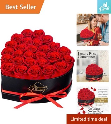 Timeless Heart-Shaped Rose Box with 27 Preserved Red Roses   Lasting Love Gift