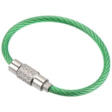 3.5 Inch Wire Keychain Cable, 5 Pack Stainless Steel Key Ring Loop, Green