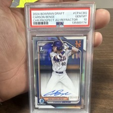 Bowman 2024 Chrome Prospect Autos Carson Benge #CPA-CBG /499 PSA 10