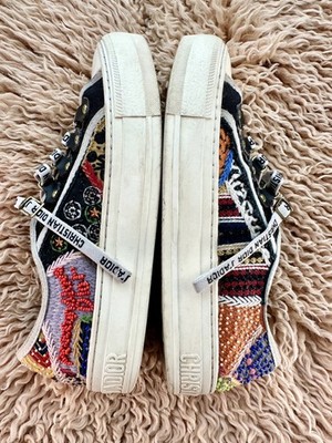 Christian Dior Walk'n'Dior Patch Beaded Embroidered J Adior Sneakers US 6.5 