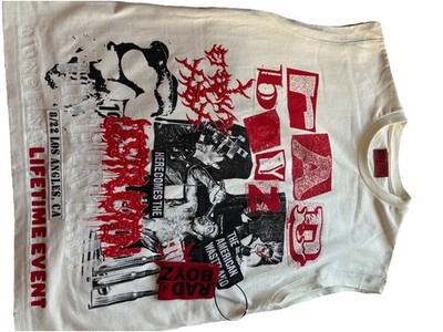 Rad Boyz Graphic T Shirt Cream Red Black Distressed Punk Streetwear XL