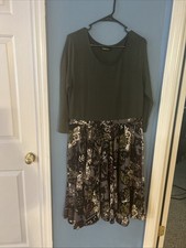 Reborn Large (Fits 1X) Green Dress With Floral Bottom Half