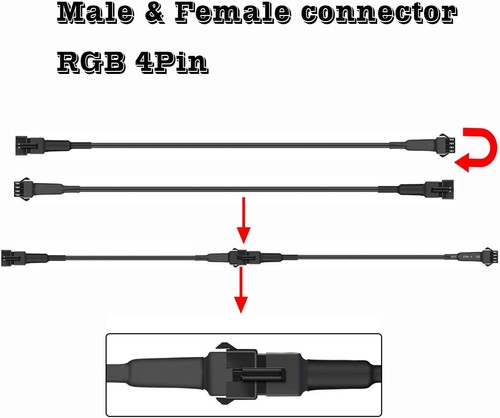 4pcs 60in/150cm RGB LED Rock Motorcycle Light Extension 60IN(150CM), black - Picture 3 of 5