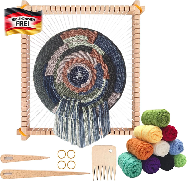 Lyktrix Webrahmen Kinder,Holz Webstuhl Set, Weben FüR Kinder Von 4–12 Jahren, Ei-image