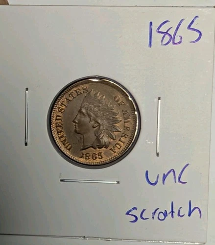 1865-P Philadelphia Indian Head Cent IHC Uncirculated Details Scratch