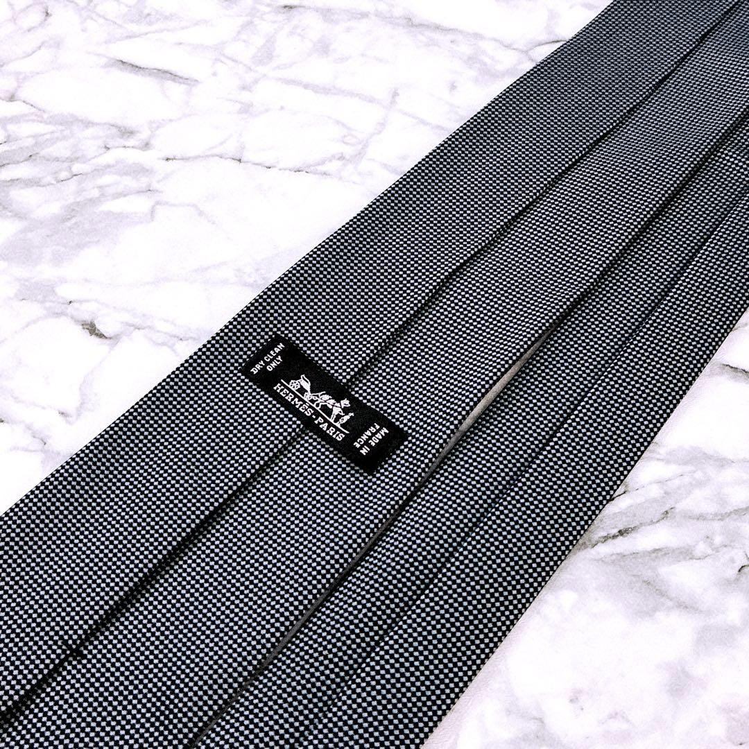 HERMES Tie Micro Dot Pattern Solid Gunmetal Color… - image 7