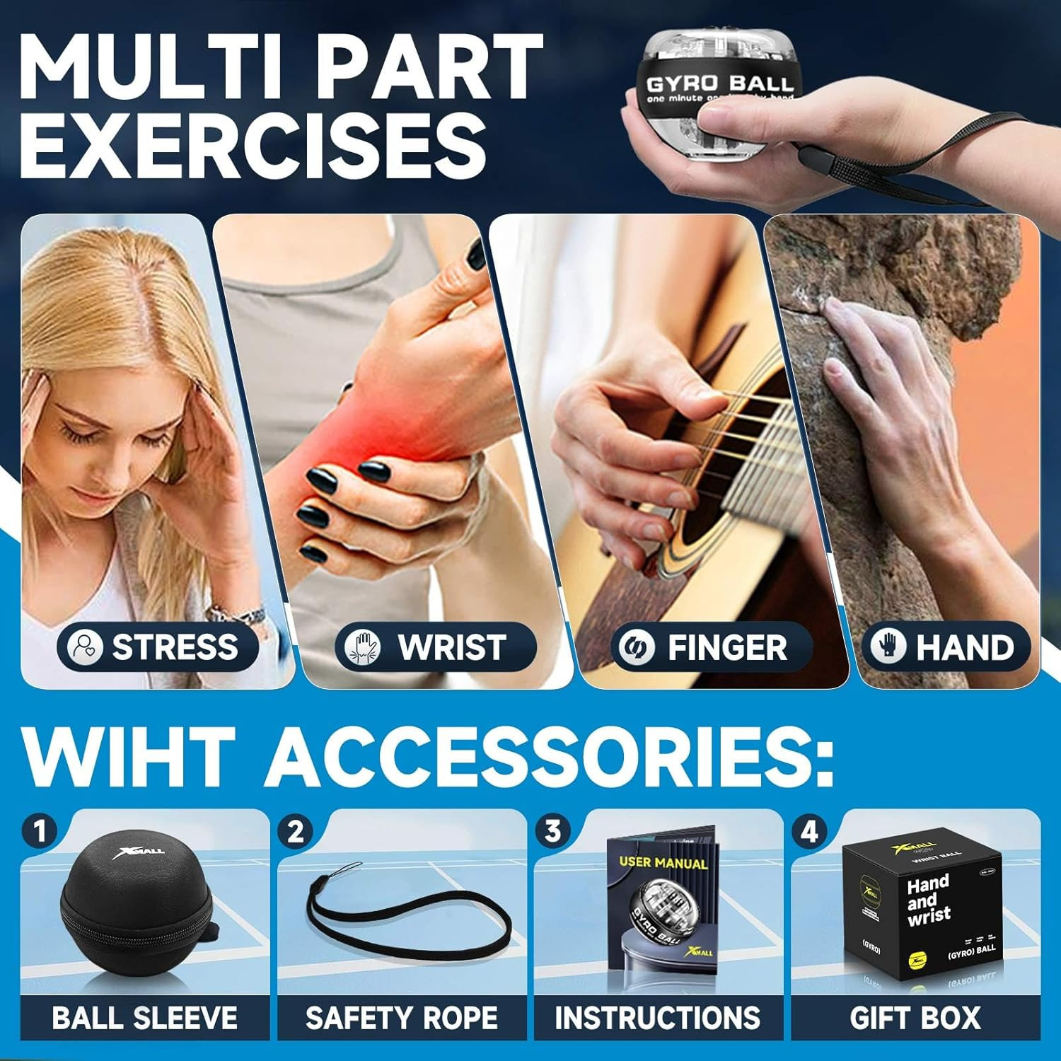 XMALL Torque Ball Hand Exerciser, Grip Strength Trainer, Forearm Strengthener, W