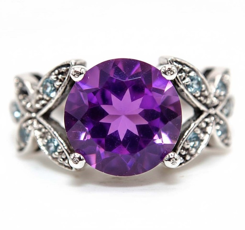 4CT Amethyst 925 Sterling Silver Edwardian Ring Sz 7 F9-1