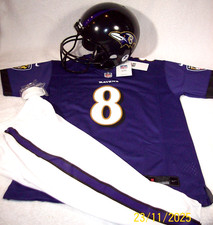 NWT NIKE YOUTH MEDIUM BALTIMORE RAVENS 8 JACKSON FOOTBALL JERSEY UNIFORM HELMET