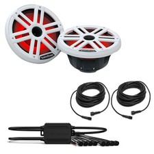 Rockford Fosgate M2-10H 10" Marine Speakers  Controller  Cables