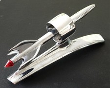 Nos Aftermarket Vintage 1949-1951 Shoebox Ford Hood Ornament Ringed Rocket