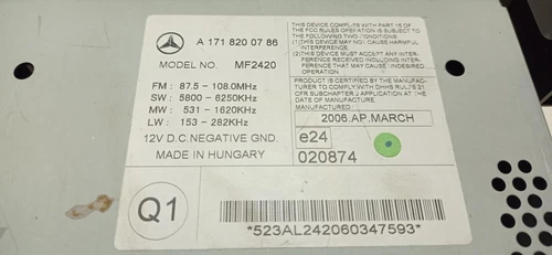 A1718200786 Sistema Audio/Radio Cd para MERCEDES-BENZ SLK (BM 171) ROADST 122681 - Imagen 5 de 10