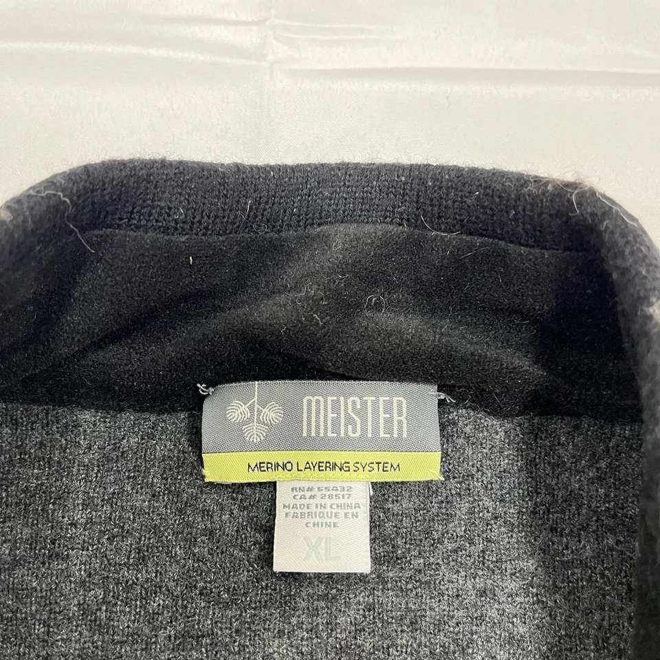 Suéter Pullover Meister Para Hombres XL Cuello Simulado 100% Lana Merino Gris Tejido 1/4 Cremallera Foto 4 de 4