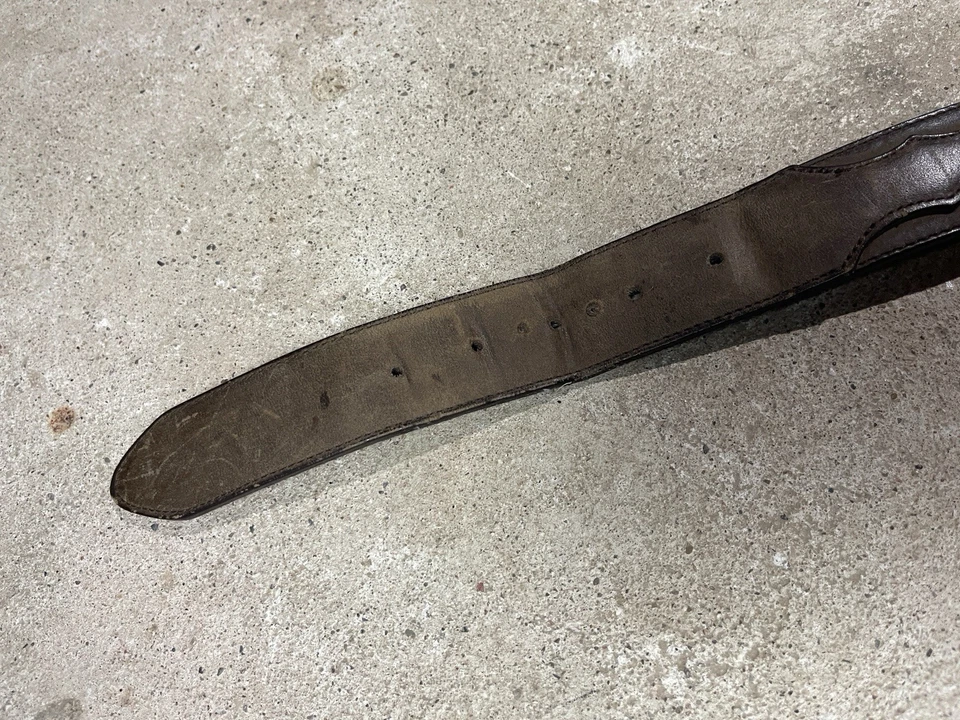 Cinturón hebilla vintage hecho en EE. UU. TOOLED 36 MARRÓN OCCIDENTAL cuero cónico RANGER Foto 4 de 4