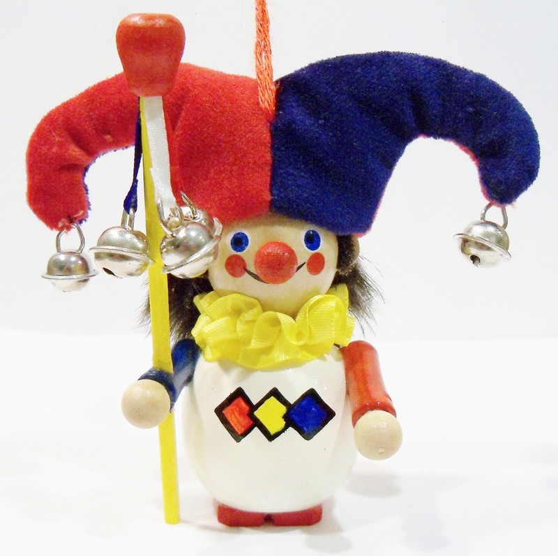 Steinbach Germany Court Jester Clown with Bells Wooden Wood Christmas Ornament