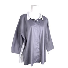 Hubert Gasser Italy Shirt Cotton Blend Color Block Oversized Shirt Casual  50 L