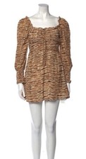 Faithfull The Brand Ira Wyldie Mini Dress XS Tiger Print Long Sleeve Fitted