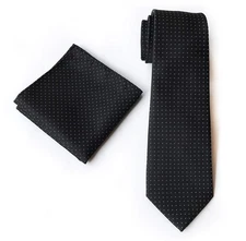 Mens Classic Solid Plaid Tie Pocket Square Set Formal Party Necktie Accessory