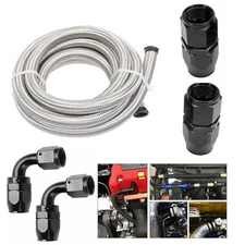 10Feet 4AN/6AN/8AN/10AN 4Fitting Stainless Steel Braided Oil Fuel Hose Line Kit
