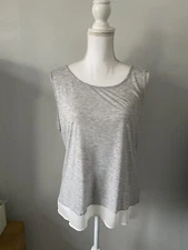 Great Plains Grey Top Size 12 short sleeves contrast trim womens