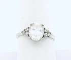 Vintage Sterling Silver 925 Ring Oval CZ & Accent Stones Size 8.5 3.7g Estate