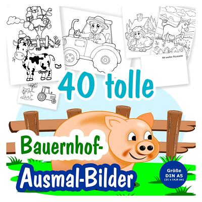 40 Witzige Malbilder Ausmalbilder Bauernhof Tiere Kinder Madchen Junge Schwein Ebay
