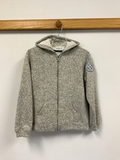DKNY Tweedy Gray Girls Zip Front Sweater Hoodie Sherpa Fleece Lining L 14-16