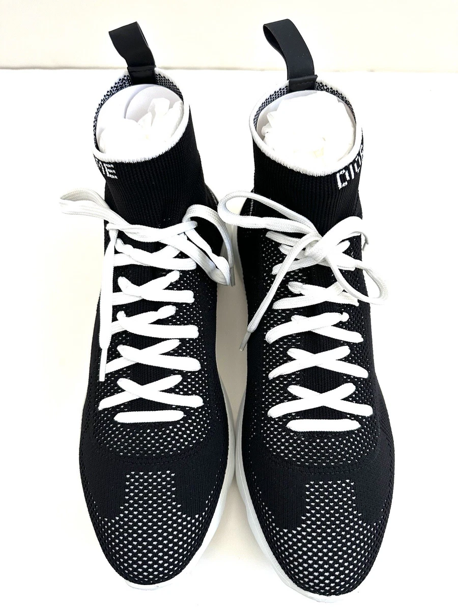 NEW AUTH CHRISTIAN DIOR MEN B21 BLACK KNIT SOCKS HIGH TOP SNEAKER SHOES Sz 42