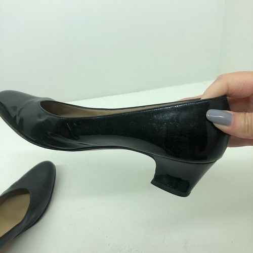 Salvatore Ferragamo schwarz Lack Stacked Leder Heels Retro Basic Gr. 8,5 AAA - Bild 10 von 10