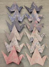 12 Vintage Japanese Cardstock 6" x 6" Handmade Wedding Paper Origami Cranes