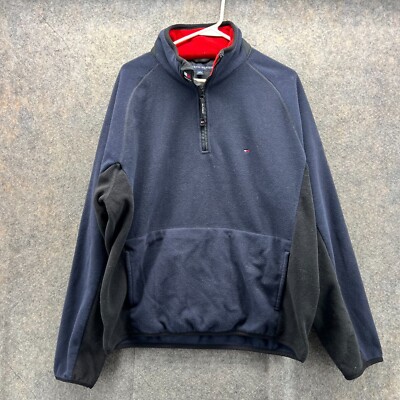 Tommy Hilfiger Sweater Men Large Adult Blue Navy 1/4 Zip Pullover