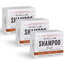 J·R·LIGGETT'S All-Natural Shampoo Bars, Coconut & Argan Oil-Set of 3-3.5oz Bars