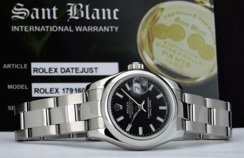 ROLEX Ladies Stainless Steel DateJust 26mm Black Index 179160 SANT BLANC - Picture 4 of 5