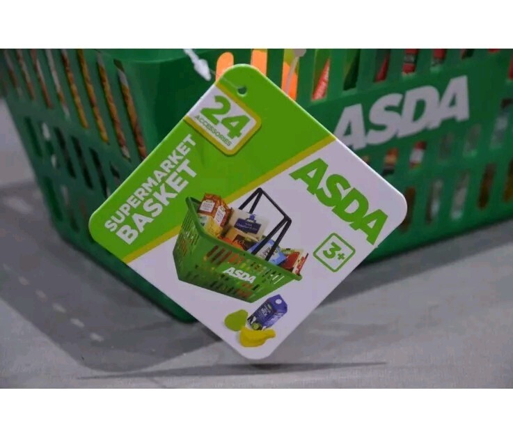 24Pc Children's Toy Shopping Basket with Food Kids Grocery Role Play