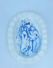 ceramic two sided ashtray man grabbing woman's butt risqué vintage dish 