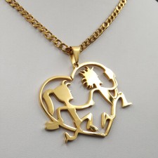 Gold Necklace Stainless Steel ICP Juggalo HATCHETMAN Heart Pendant Curb Chain