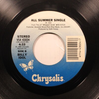Rock 45 Billy Idol - All Summer Single / Billy Idol On To Be A Lover