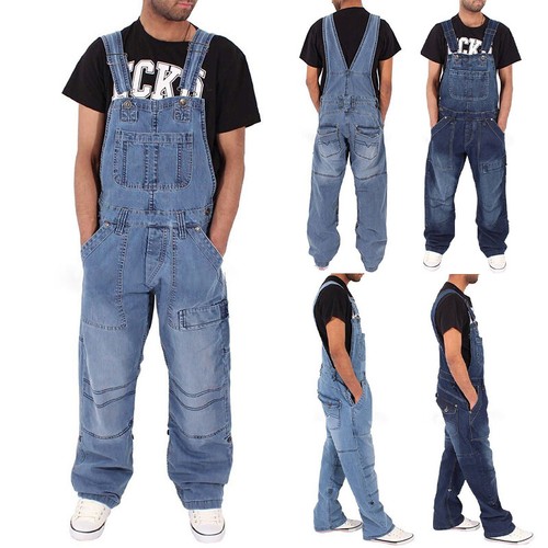 Men Casual Denim Dungarees Pants 