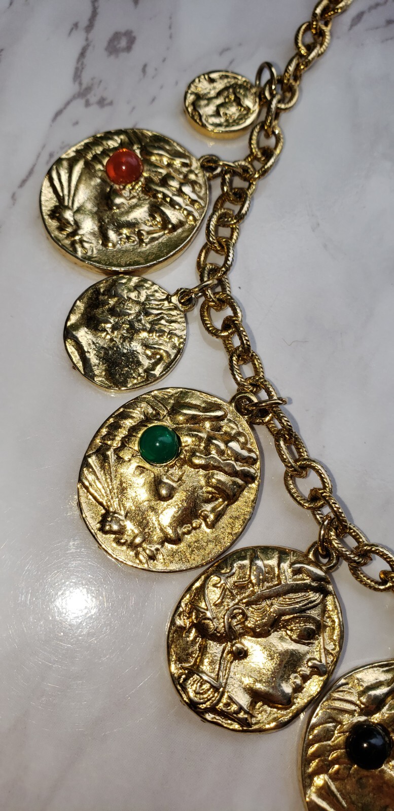 RARE VTG KENNETH JAY LANE GOLDTONE ROMAN CABOCHON… - image 10